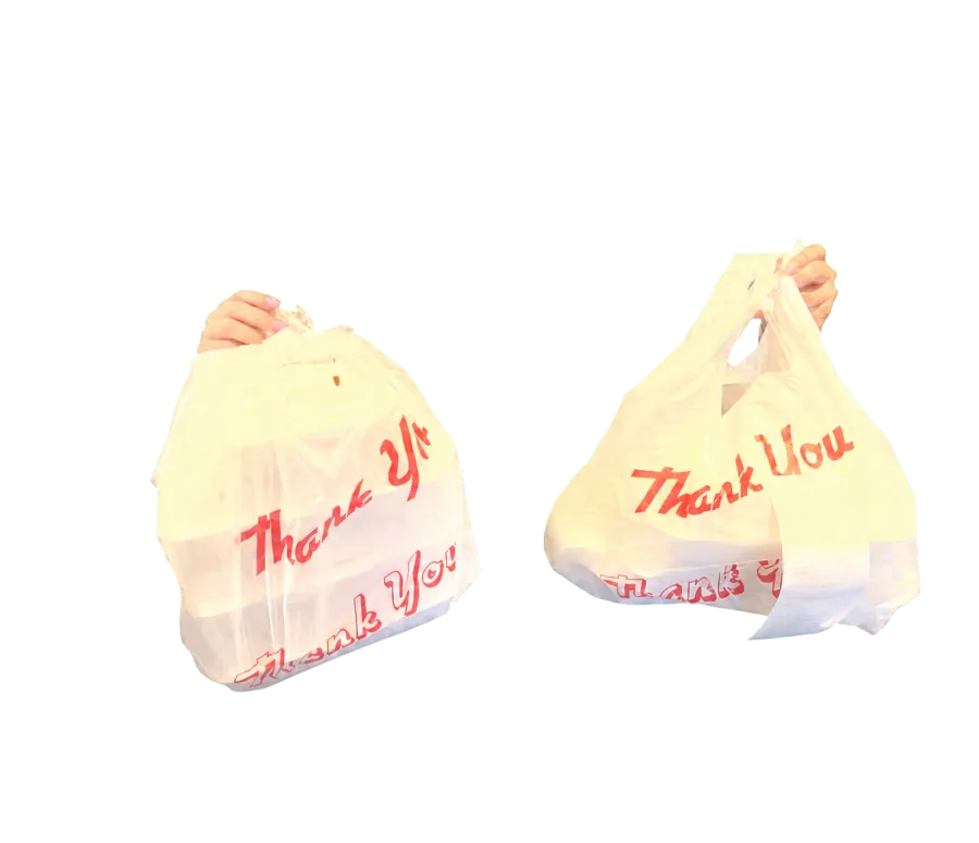 Blue Sky takeout bags ready for an order